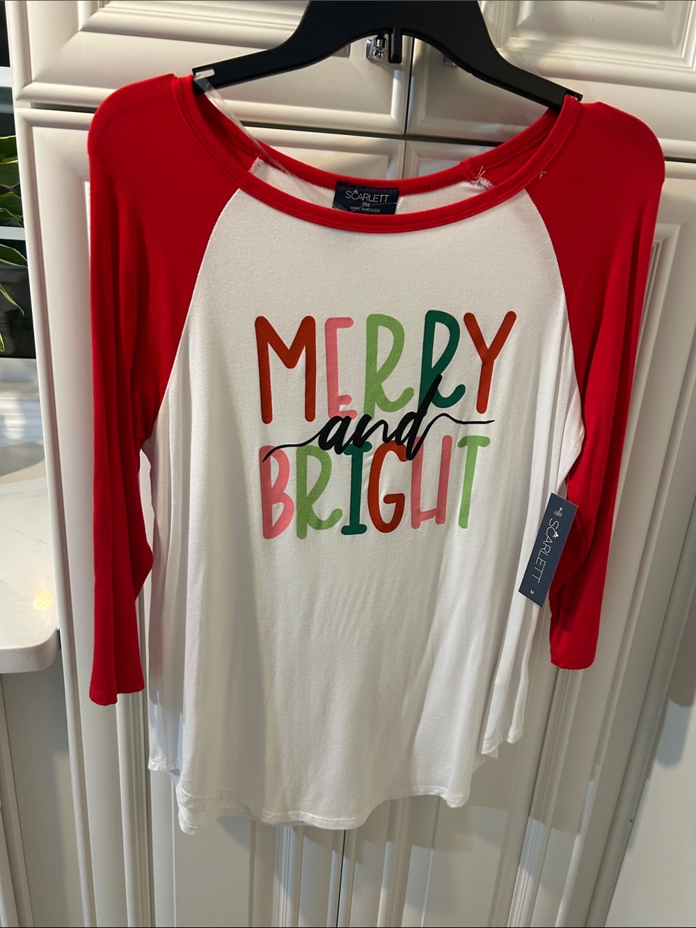 Scarlett Red & White 'Merry and Bright' Raglan Tee